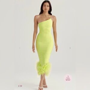 House of CB Neon Yellow One Shoulder Dress
